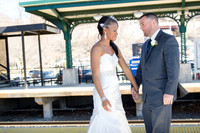 Bride and Groom Train Station Wedding Photographs