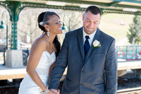 Train Station First Look Wedding Photos