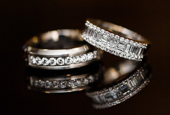 Wedding Rings with Reflection Wedding Detail Photograph