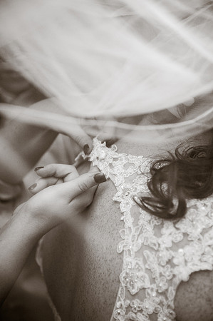 Bride Getting Ready Photo Black and White Sepia Photo