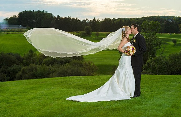 Bride & Groom on Golf Course at Links at Unionvale Hudson Valley NY