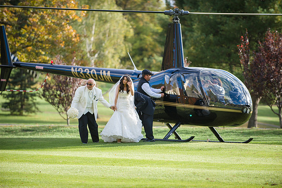 Bride arrives in helicopter