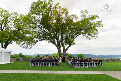 Wedding Ceremony Outside on Lawn under tree