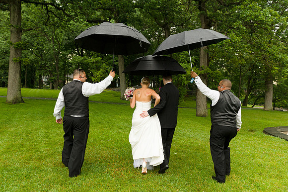 Bride & Groom with Limo Drivers