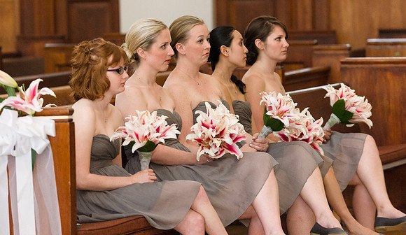 Bridesmaids French Grey Pink Lilies