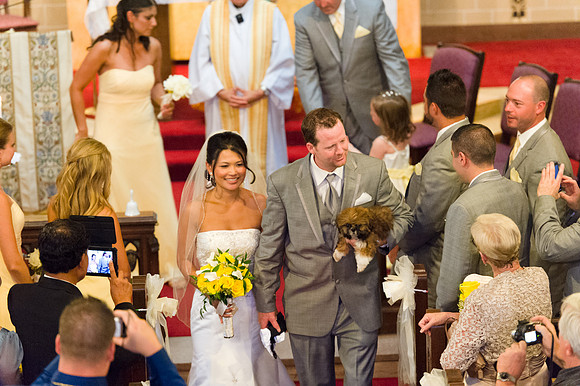 Bride & Groom Recessing Down Aisle