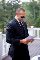 Groom reading Card from Gift